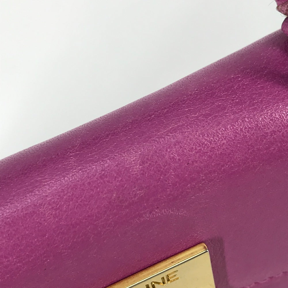 CELINE Mini Vintage Leather Handbag, Women's, Purple