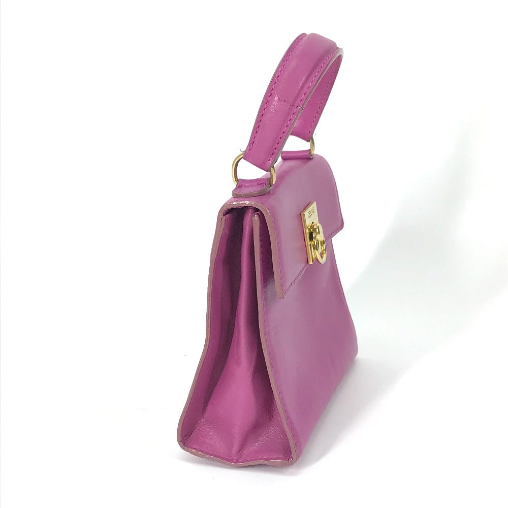 CELINE Mini Vintage Leather Handbag, Women's, Purple