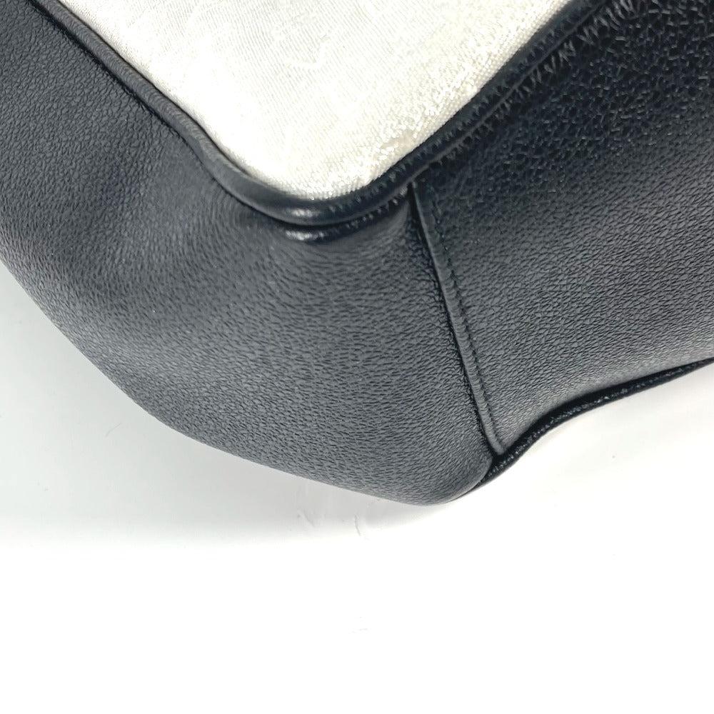 BVLGARI Logomania glitter two-tone tote bag, shoulder bag, canvas/leather, women's, white