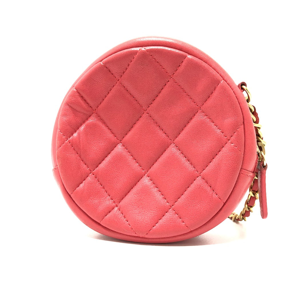 CHANEL CC Coco Mark Matelasse Mini Round Chain Bag, Pouch, Shoulder Bag, Lambskin, Women's, Pink