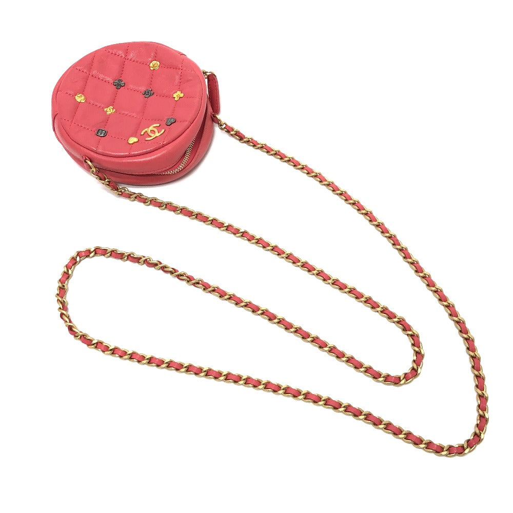 CHANEL CC Coco Mark Matelasse Mini Round Chain Bag, Pouch, Shoulder Bag, Lambskin, Women's, Pink