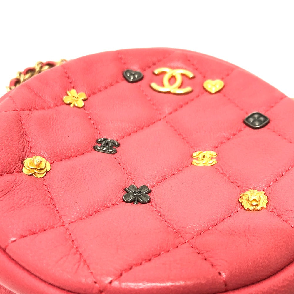 CHANEL CC Coco Mark Matelasse Mini Round Chain Bag, Pouch, Shoulder Bag, Lambskin, Women's, Pink