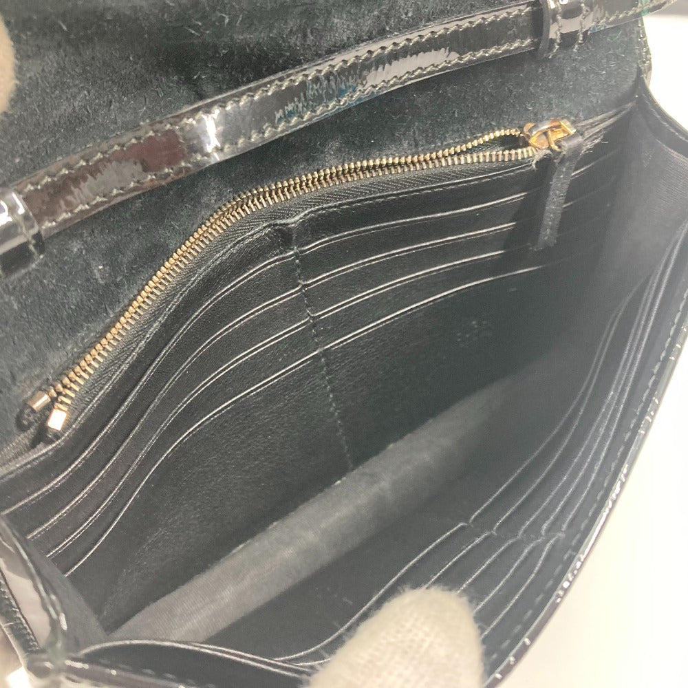 GUCCI 354086 GG マイクログッチ グッチニース カバン 斜め掛け ショルダーウォレット 長財布 ショルダーバッグ エナメル レディース ブラック