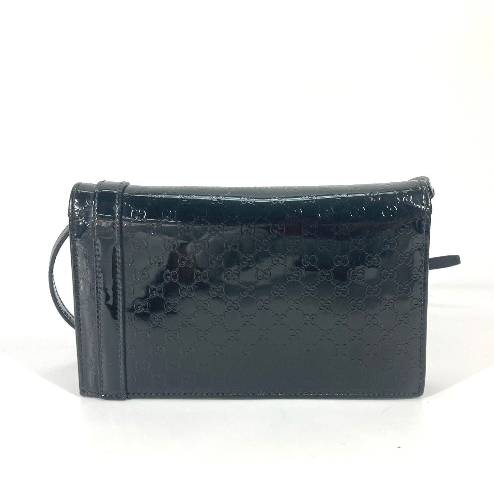 GUCCI 354086 GG マイクログッチ グッチニース カバン 斜め掛け ショルダーウォレット 長財布 ショルダーバッグ エナメル レディース ブラック