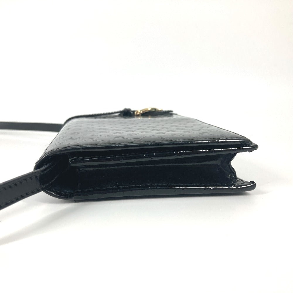 GUCCI 354086 GG マイクログッチ グッチニース カバン 斜め掛け ショルダーウォレット 長財布 ショルダーバッグ エナメル レディース ブラック