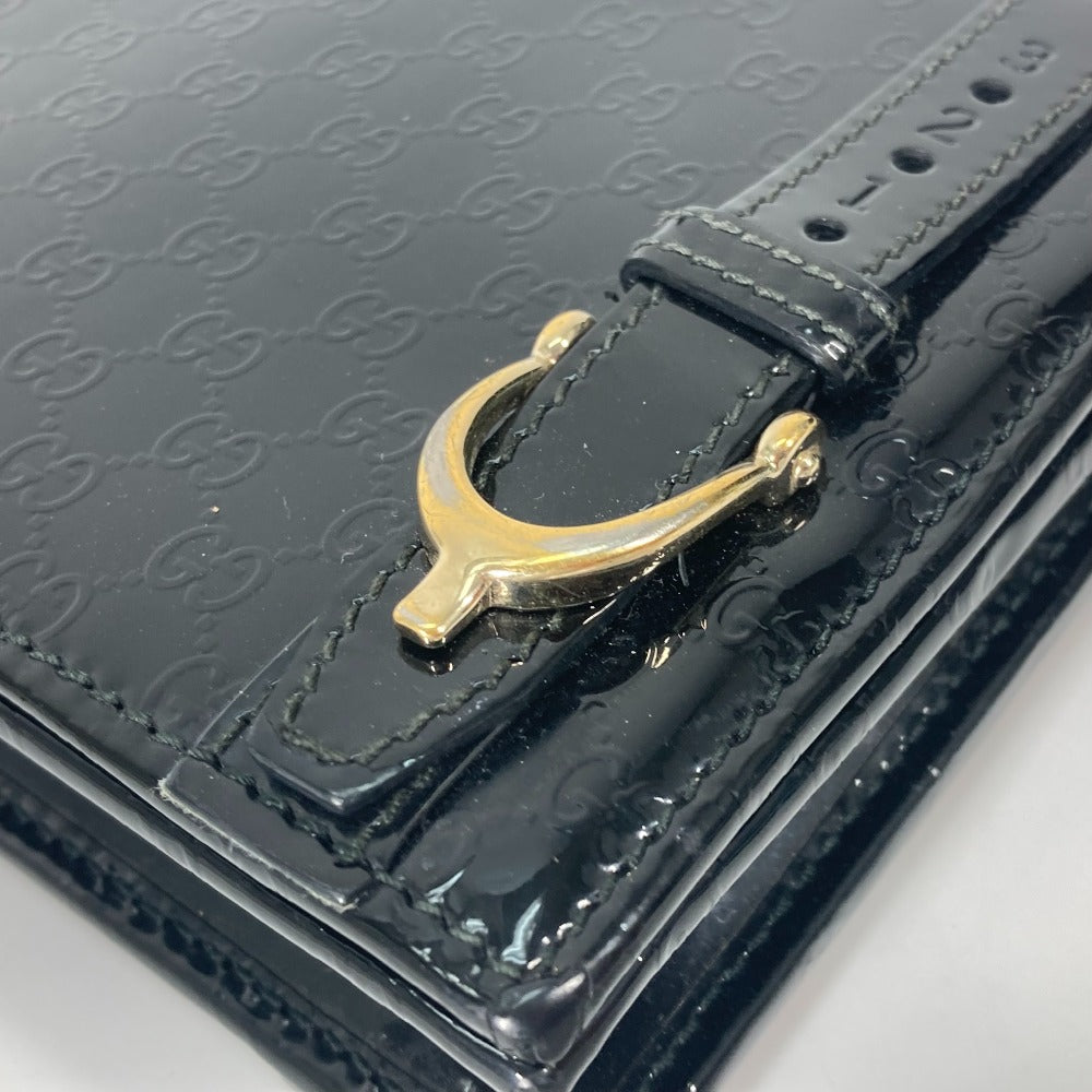 GUCCI 354086 GG マイクログッチ グッチニース カバン 斜め掛け ショルダーウォレット 長財布 ショルダーバッグ エナメル レディース ブラック