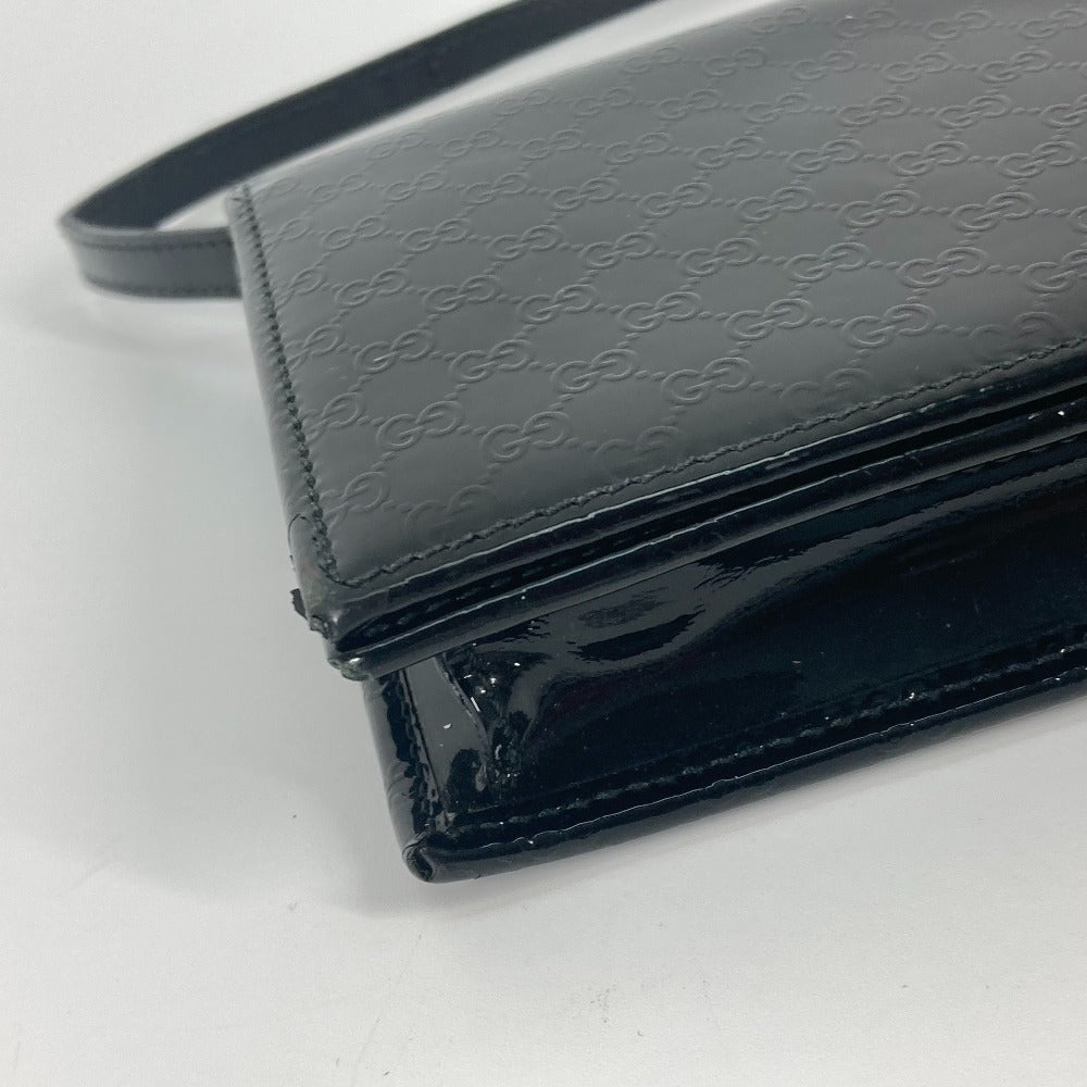GUCCI 354086 GG マイクログッチ グッチニース カバン 斜め掛け ショルダーウォレット 長財布 ショルダーバッグ エナメル レディース ブラック