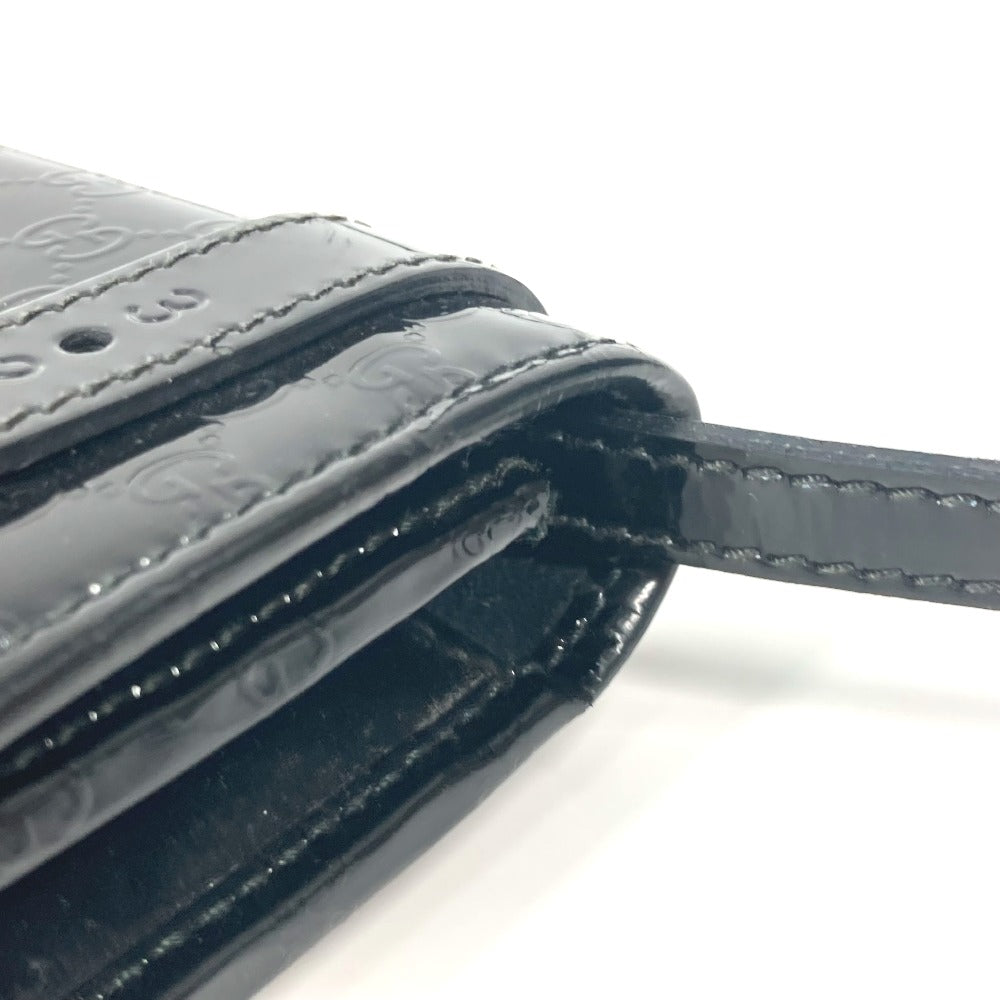 GUCCI 354086 GG マイクログッチ グッチニース カバン 斜め掛け ショルダーウォレット 長財布 ショルダーバッグ エナメル レディース ブラック