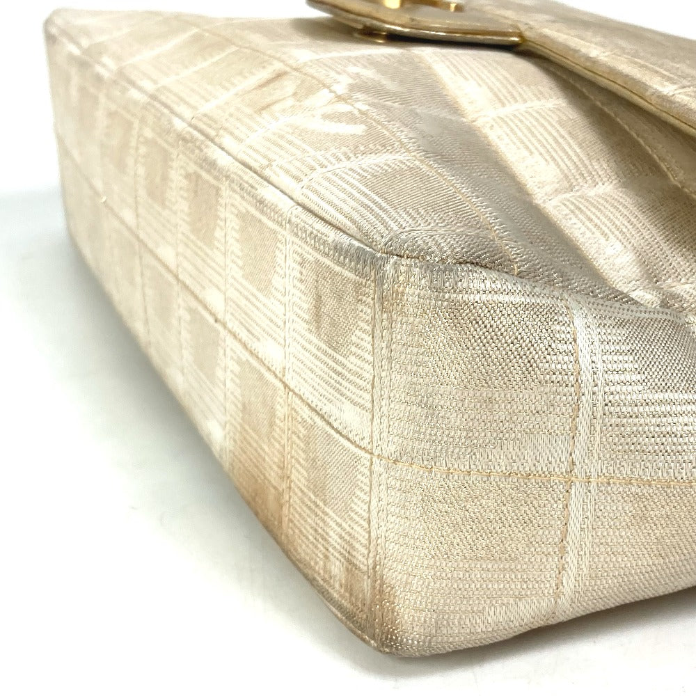 CHANEL Coco Mark CC Chocobar Double Chain Crossbody Shoulder Bag Canvas Women's Beige