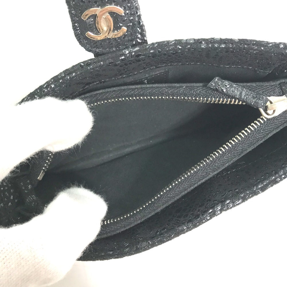 CHANEL ココマーク CC コインケース ポーチ レザー レディース ブラック