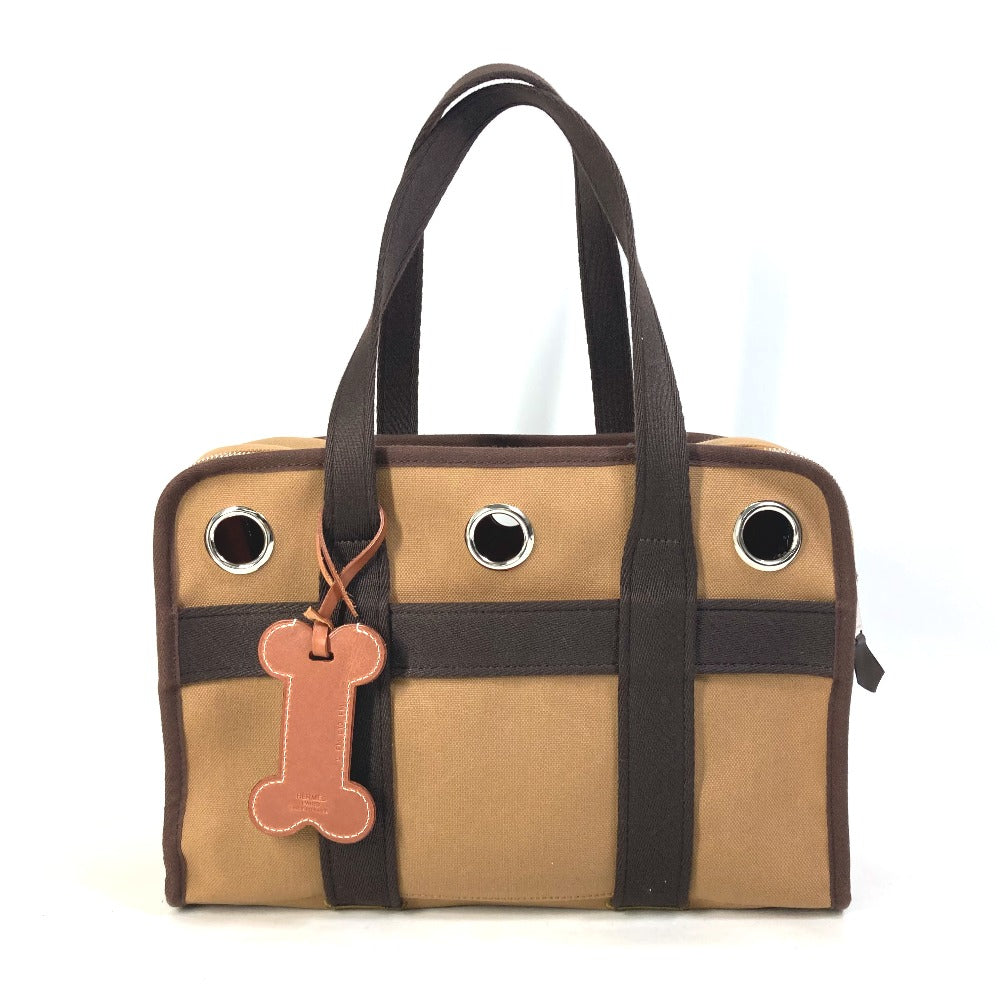 HERMES H800639EK01 Pet Dog Tote Bag for Small Dogs (Under 5kg) - Dog Carrier/Bag/Pet Carrier/Boston Bag - Nylon, Unisex, Fauve/Fou, Brown