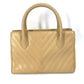 CHANEL Chevron V-Stitch Vintage Tote Bag, Caviar Leather, Beige