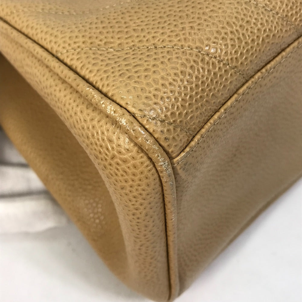 CHANEL Chevron V-Stitch Vintage Tote Bag, Caviar Leather, Beige