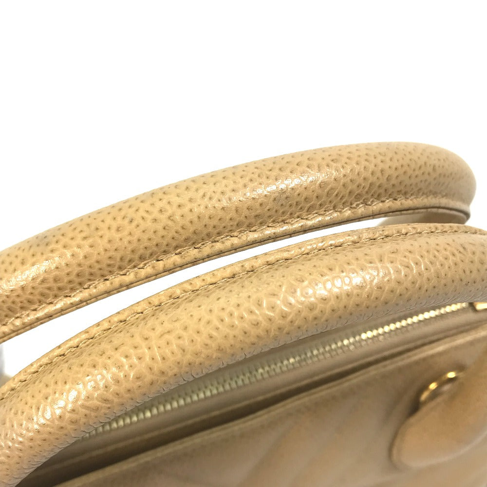 CHANEL Chevron V-Stitch Vintage Tote Bag, Caviar Leather, Beige