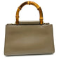 GUCCI 470271 Bamboo Faux Pearl Leather Handbag, Brown, Women's