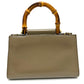 GUCCI 470271 Bamboo Faux Pearl Leather Handbag, Brown, Women's