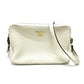 PRADA Crossbody Pochette Bag with Logo, Double Zipper, Shoulder Bag, Leather, Women's, White
