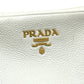 PRADA Crossbody Pochette Bag with Logo, Double Zipper, Shoulder Bag, Leather, Women's, White