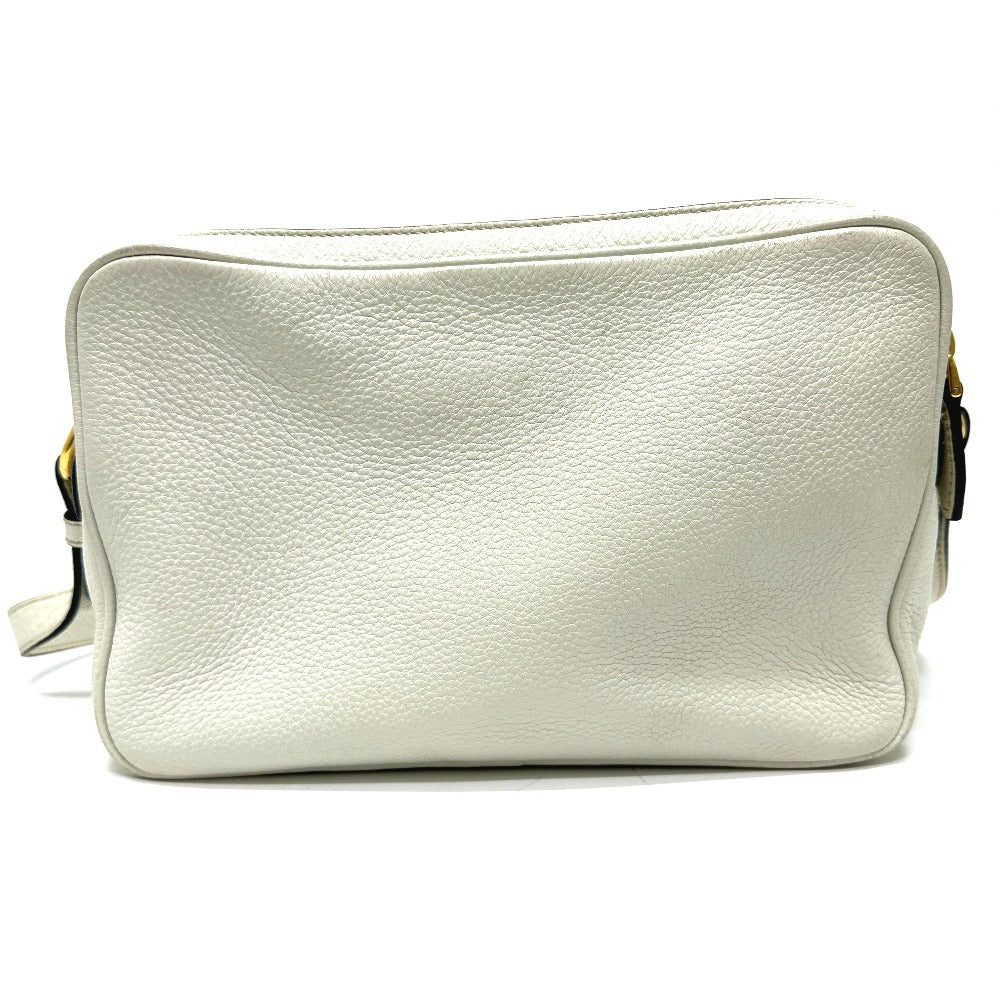 PRADA Crossbody Pochette Bag with Logo, Double Zipper, Shoulder Bag, Leather, Women's, White