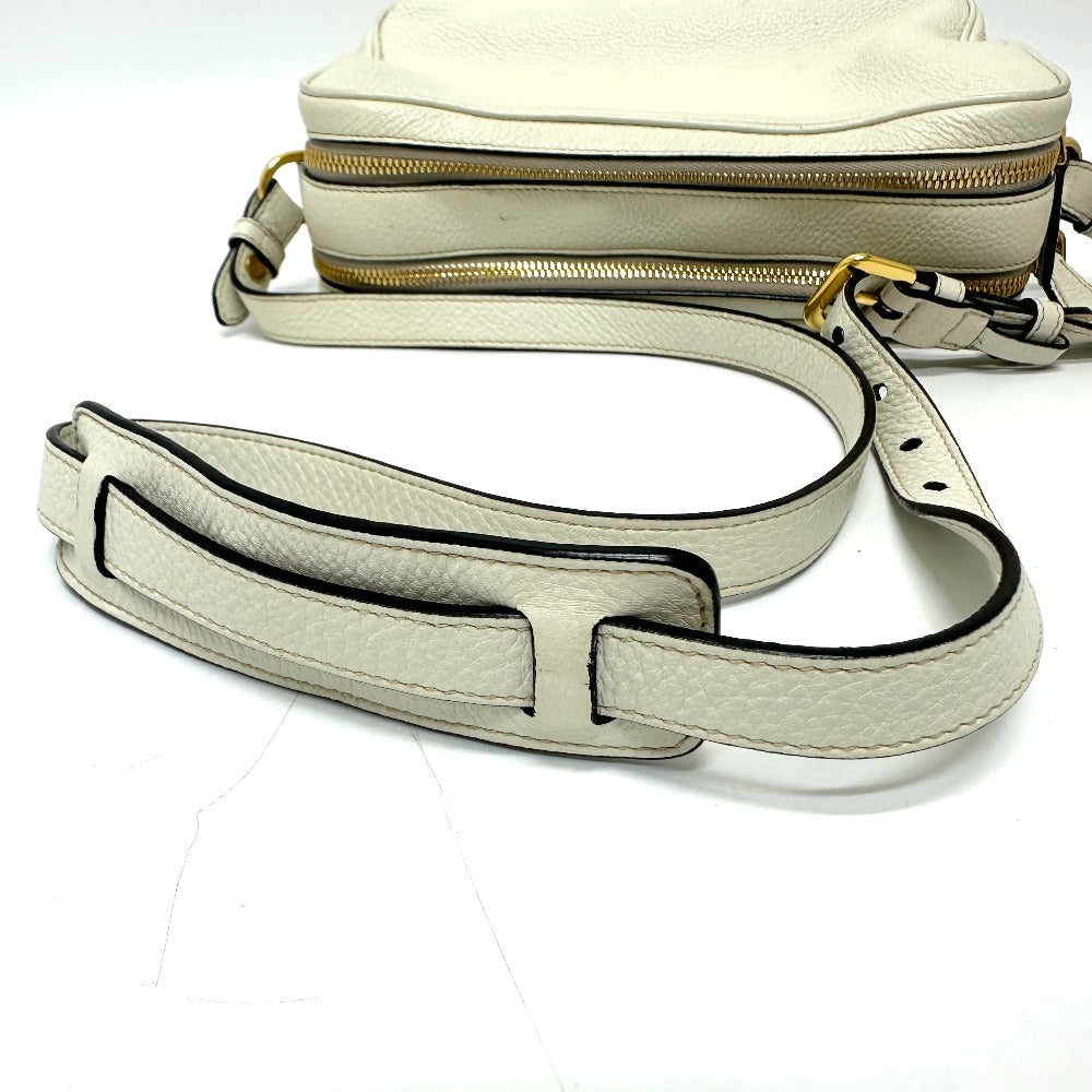 PRADA Crossbody Pochette Bag with Logo, Double Zipper, Shoulder Bag, Leather, Women's, White