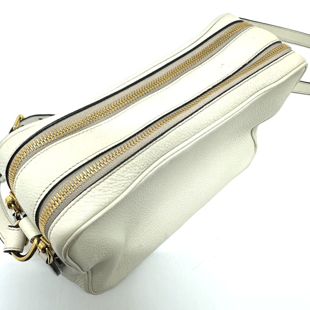 PRADA Crossbody Pochette Bag with Logo, Double Zipper, Shoulder Bag, Leather, Women's, White