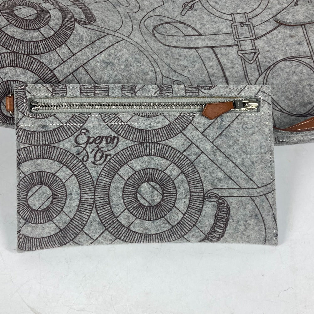 HERMES ショルダーバッグ 肩掛け カリミGM カバン ショルダーバッグ ポーチ付き トートバッグ フェルト レディース グレー