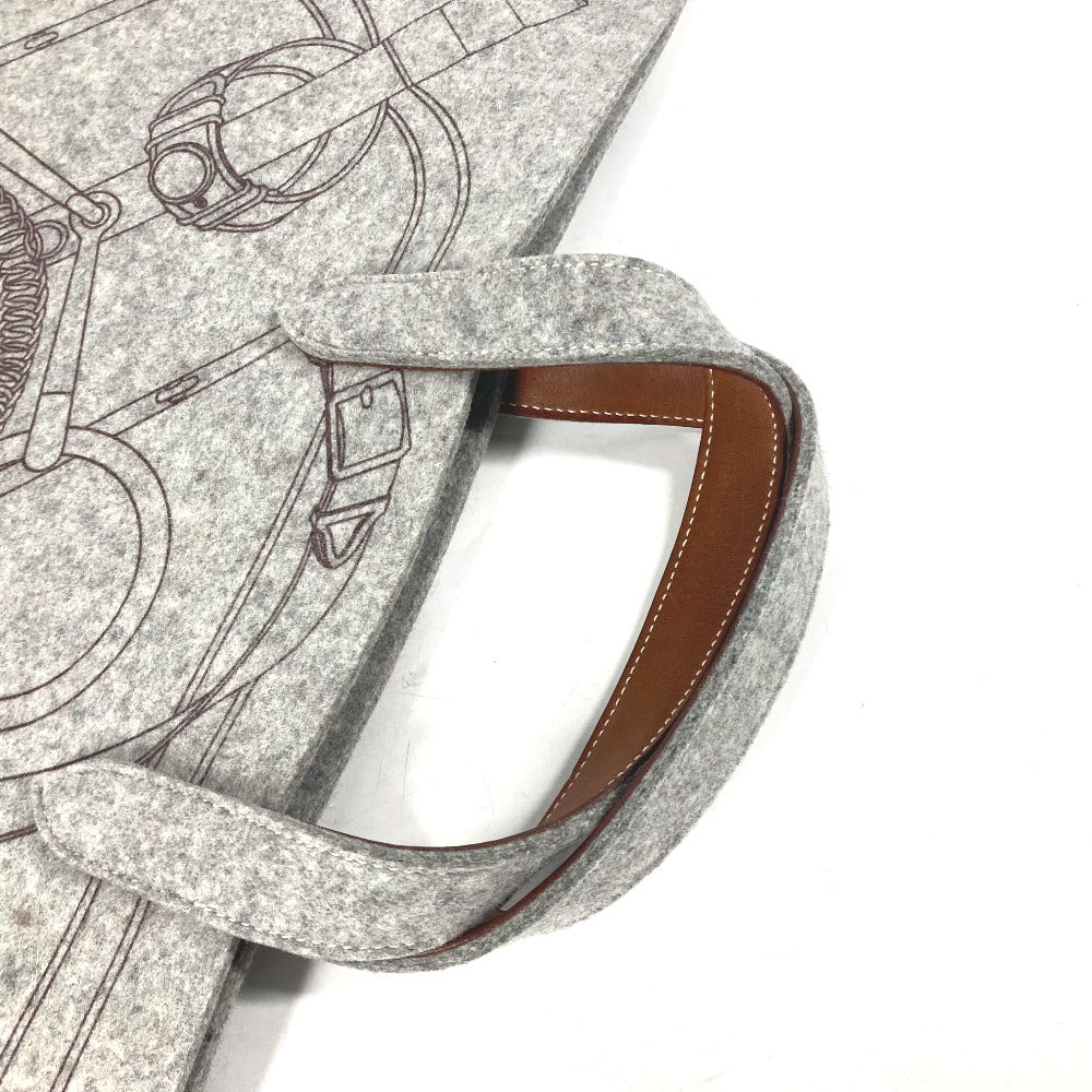 HERMES ショルダーバッグ 肩掛け カリミGM カバン ショルダーバッグ ポーチ付き トートバッグ フェルト レディース グレー