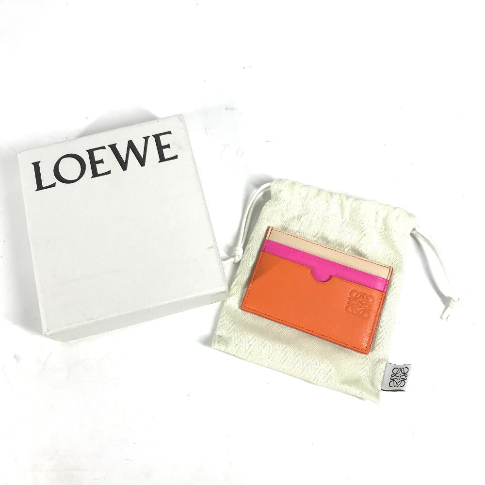 LOEWE トリコロールカラー アナグラム ロゴ 名刺入れ パスケース カードケース レザー レディース - brandshop-reference