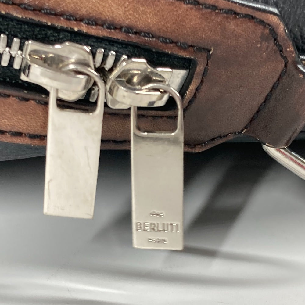 Berluti Logo Crossbody Shoulder Bag in PVC/Leather, Men's, Black