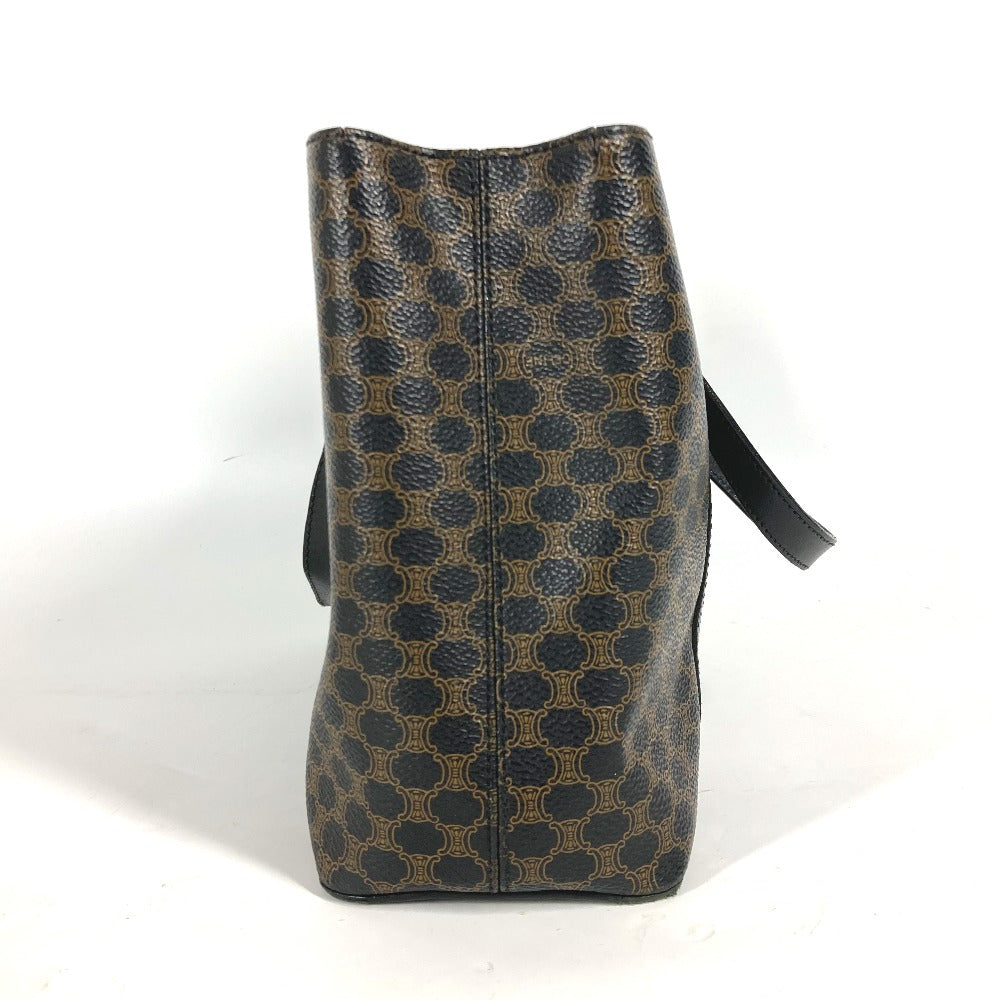 CELINE ヴィンテージ マカダム ロゴ カバン トートバッグ ハンドバッグ PVC/レザー レディース ブラック