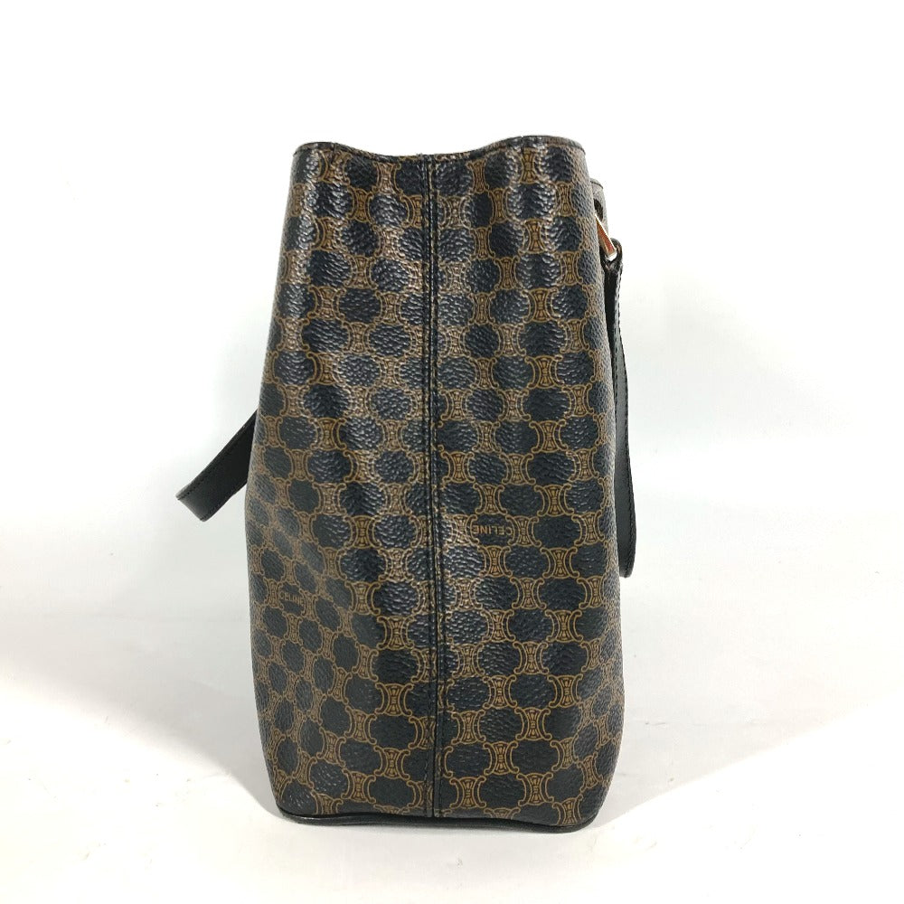 CELINE ヴィンテージ マカダム ロゴ カバン トートバッグ ハンドバッグ PVC/レザー レディース ブラック