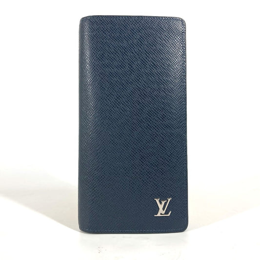 LOUIS VUITTON M30292 Taiga Portefeuille Brazza Long Wallet Bifold Long Wallet Taiga Leather Men's Navy