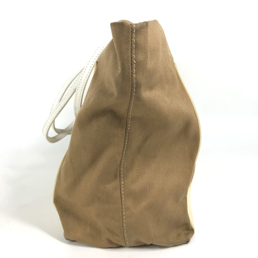 FENDI 8BH185 FFロゴ ビッグロゴ トートバッグ カバン 肩掛け ショルダーバッグ キャンバス レディース ベージュ