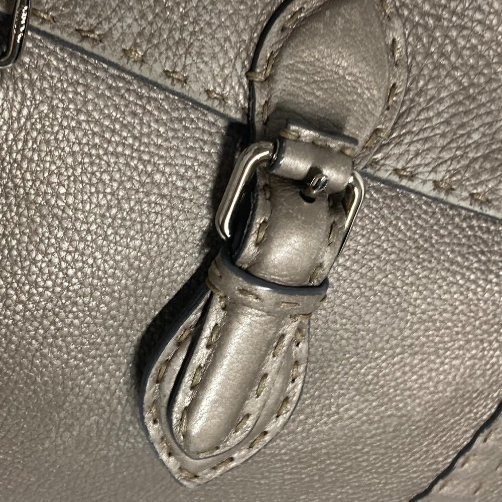 FENDI セレリア リンダ カバン 肩掛け トートバッグ フラップ ショルダーバッグ レザー レディース グレー系