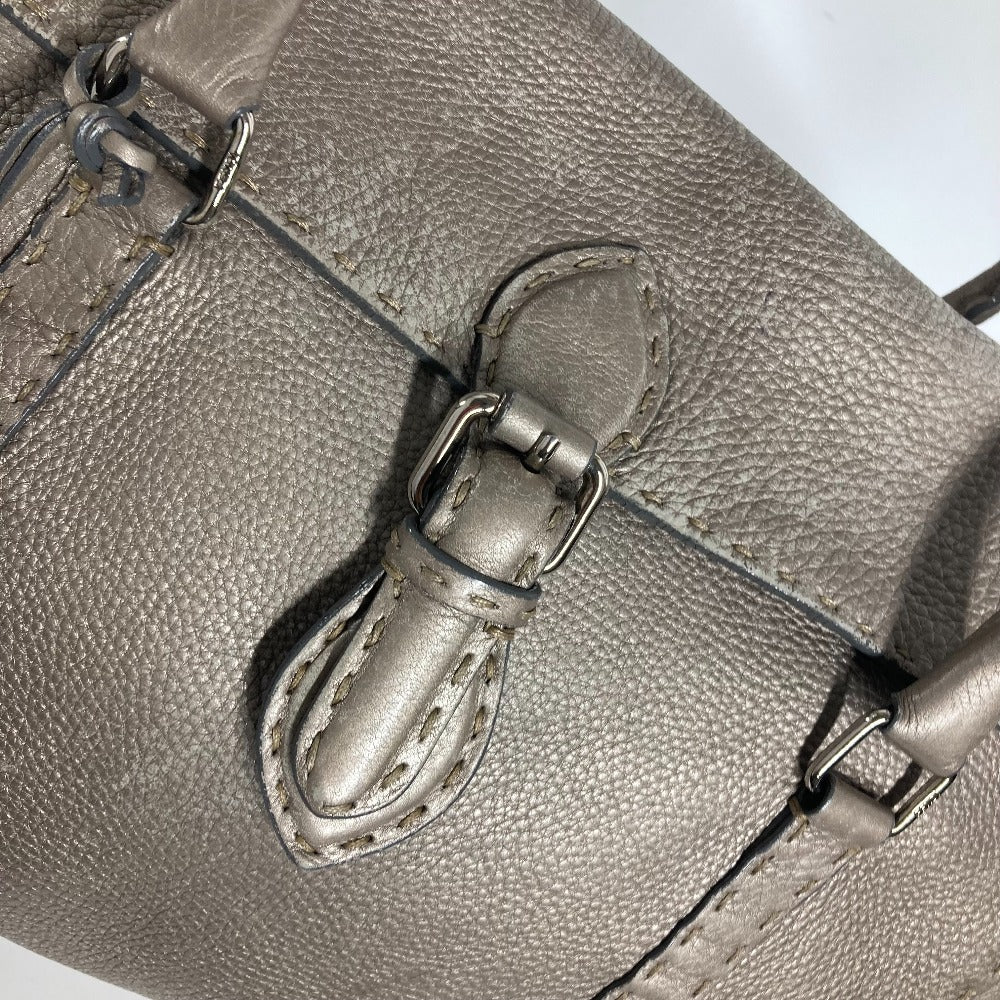 FENDI セレリア リンダ カバン 肩掛け トートバッグ フラップ ショルダーバッグ レザー レディース グレー系