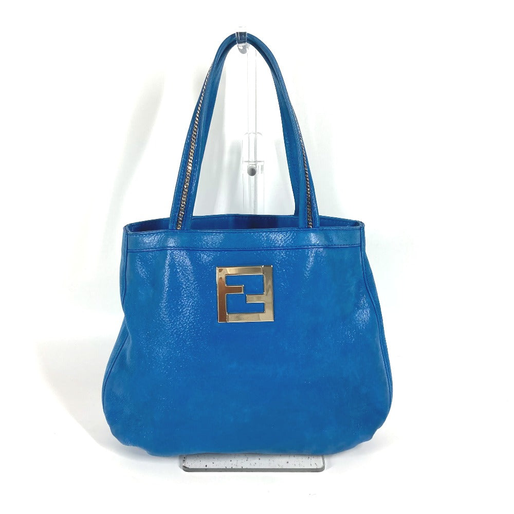 FENDI FFロゴ チェーン ハンドバッグ カバン 肩掛け ショルダーバッグ レザー レディース ブルー