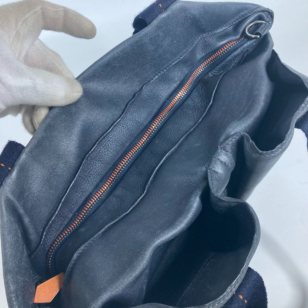 HERMES キャラバン ヴェルティカルMM ショルダーバッグ 2WAYバッグ 斜め掛け トートバッグ レザー レディース ネイビー