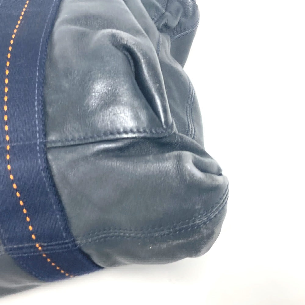 HERMES キャラバン ヴェルティカルMM ショルダーバッグ 2WAYバッグ 斜め掛け トートバッグ レザー レディース ネイビー