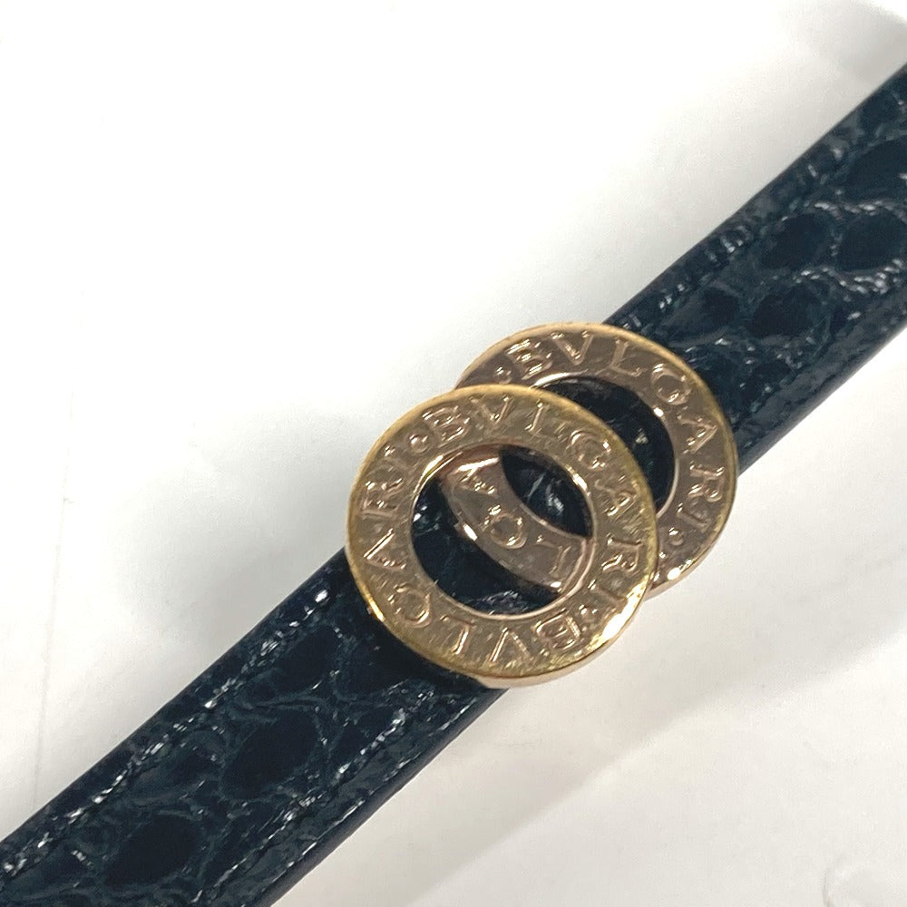 BVLGARI ダブルコイルド ブルガリブルガリ ロゴ アクセサリー 2重 ブレスレット レザー レディース ブラック