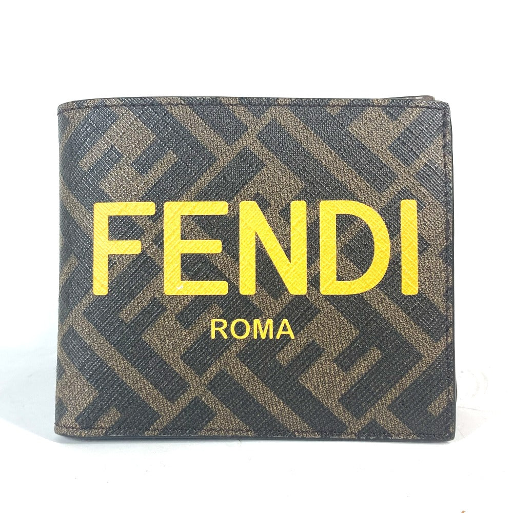 FENDI 7M0339 ズッカ ロゴ コンパクトウォレット 2つ折り財布 PVC/レザー メンズ