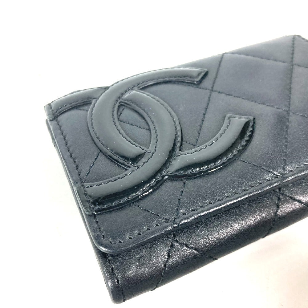 CHANEL カンボンライン CC ココマーク 名刺入れ パスケース 2つ折り コインケース 財布 カードケース レザー レディース ブラック