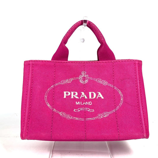 PRADA カナパ ロゴ  カバン ハンドバッグ 肩掛け トートバッグ キャンバス レディース ピンク