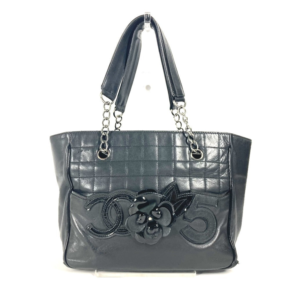CHANEL カメリア NO5 アイコン チョコバー 肩掛け カバン トートバッグ チェーンバッグ ショルダーバッグ レザー レディース ブラック - brandshop-reference