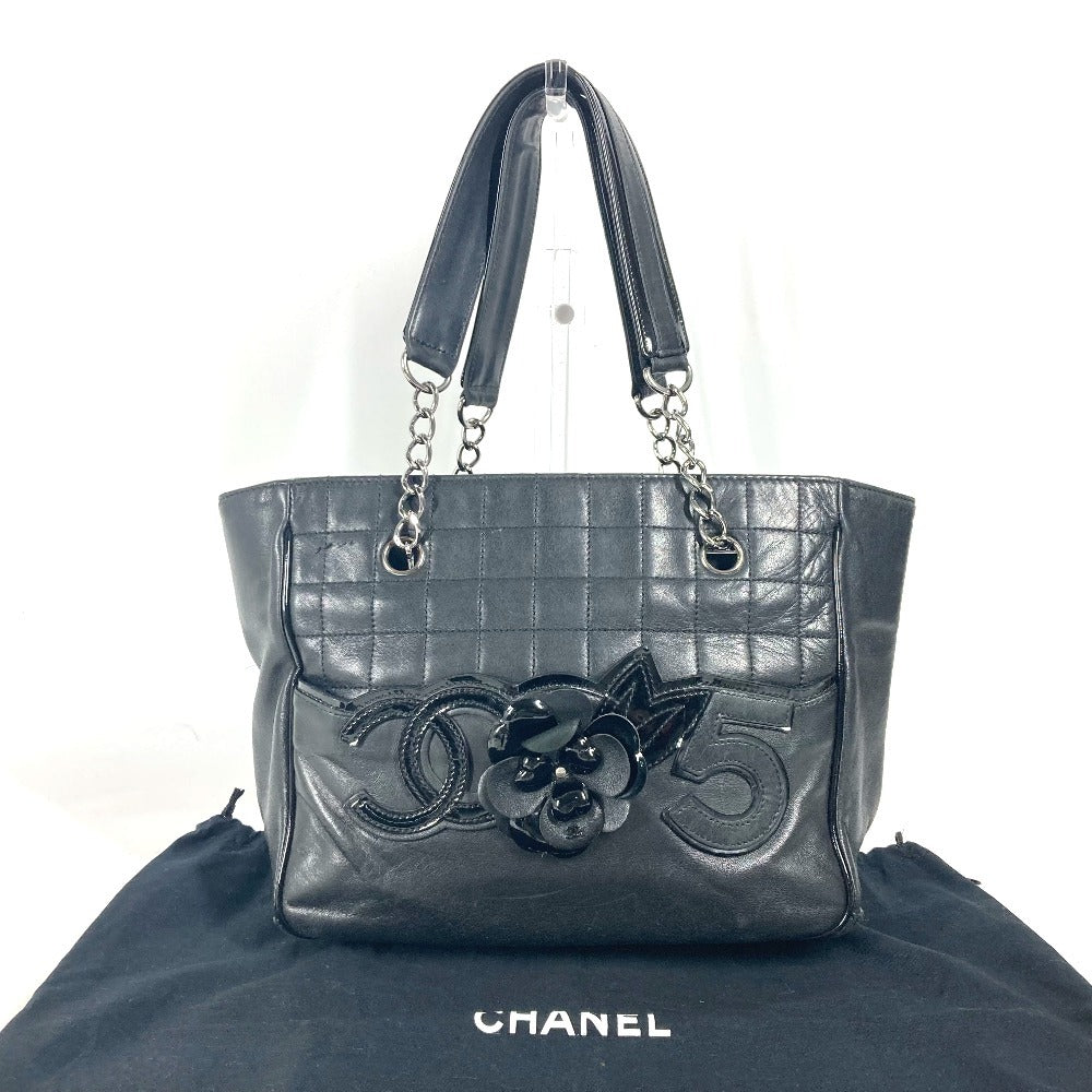 CHANEL カメリア NO5 アイコン チョコバー 肩掛け カバン トートバッグ チェーンバッグ ショルダーバッグ レザー レディース ブラック - brandshop-reference