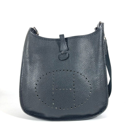 HERMES Hパンチングロゴ エブリン2 PM 斜め掛け カバン ショルダーバッグ トリヨンクレマンス ユニセックス ブラック - brandshop-reference