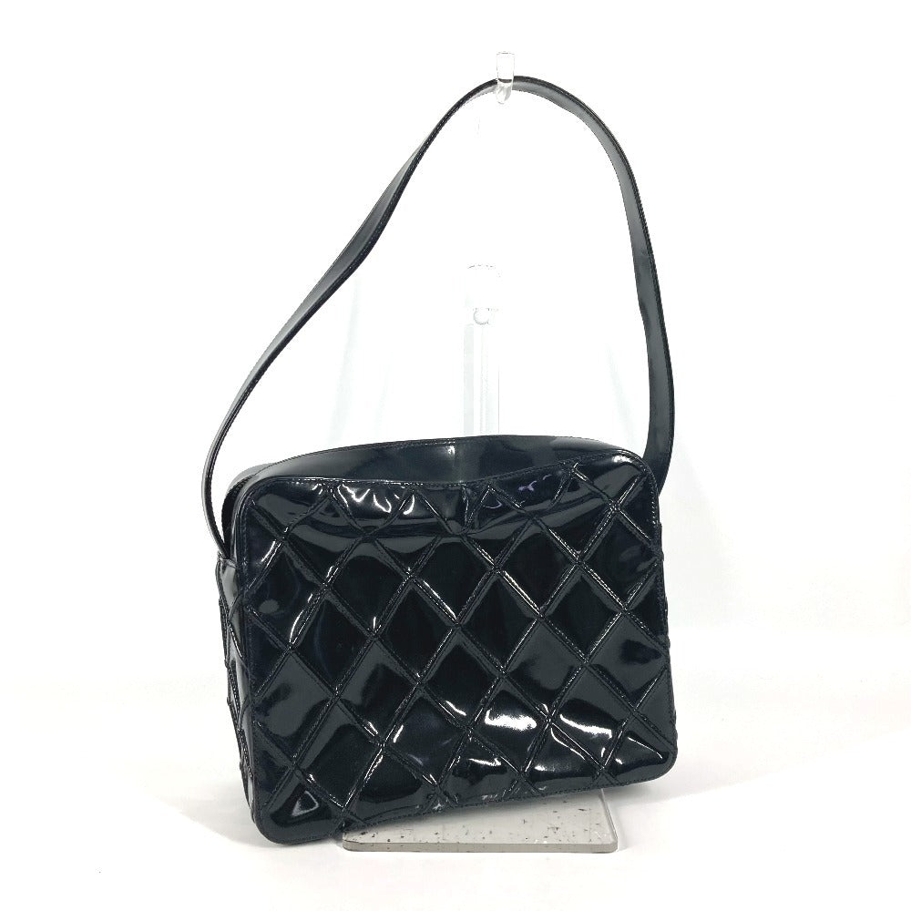 CHANEL ヴィンテージ キルティング マトラッセ カバン 肩掛け ボックス ハンドバッグ ショルダーバッグ パテントレザー レディース ブラック - brandshop-reference
