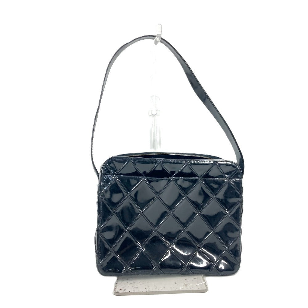CHANEL ヴィンテージ キルティング マトラッセ カバン 肩掛け ボックス ハンドバッグ ショルダーバッグ パテントレザー レディース ブラック - brandshop-reference