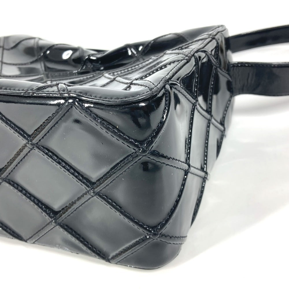 CHANEL ヴィンテージ キルティング マトラッセ カバン 肩掛け ボックス ハンドバッグ ショルダーバッグ パテントレザー レディース ブラック - brandshop-reference