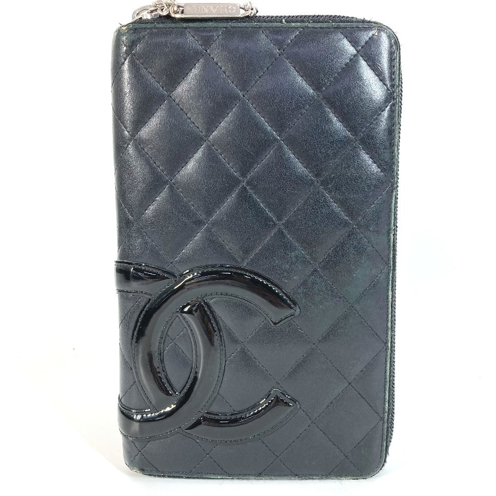 CHANEL A26710 カンボンライン トラベルケース CC ココマーク ラウンドファスナー 長財布 レザー レディース ブラック - brandshop-reference