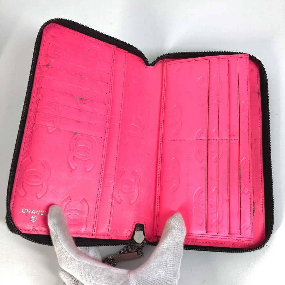 CHANEL A26710 カンボンライン トラベルケース CC ココマーク ラウンドファスナー 長財布 レザー レディース ブラック - brandshop-reference